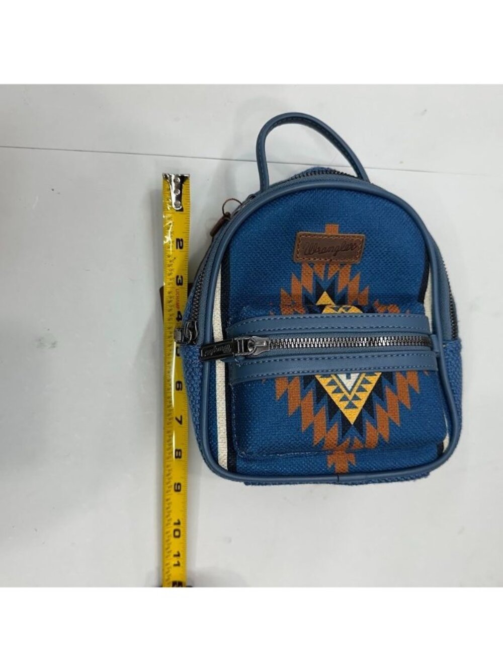 Wrangler Southwestern Aztec Mini Backpack Wallet Combo Bag In Blue Jean NEW - Picture 7 of 8